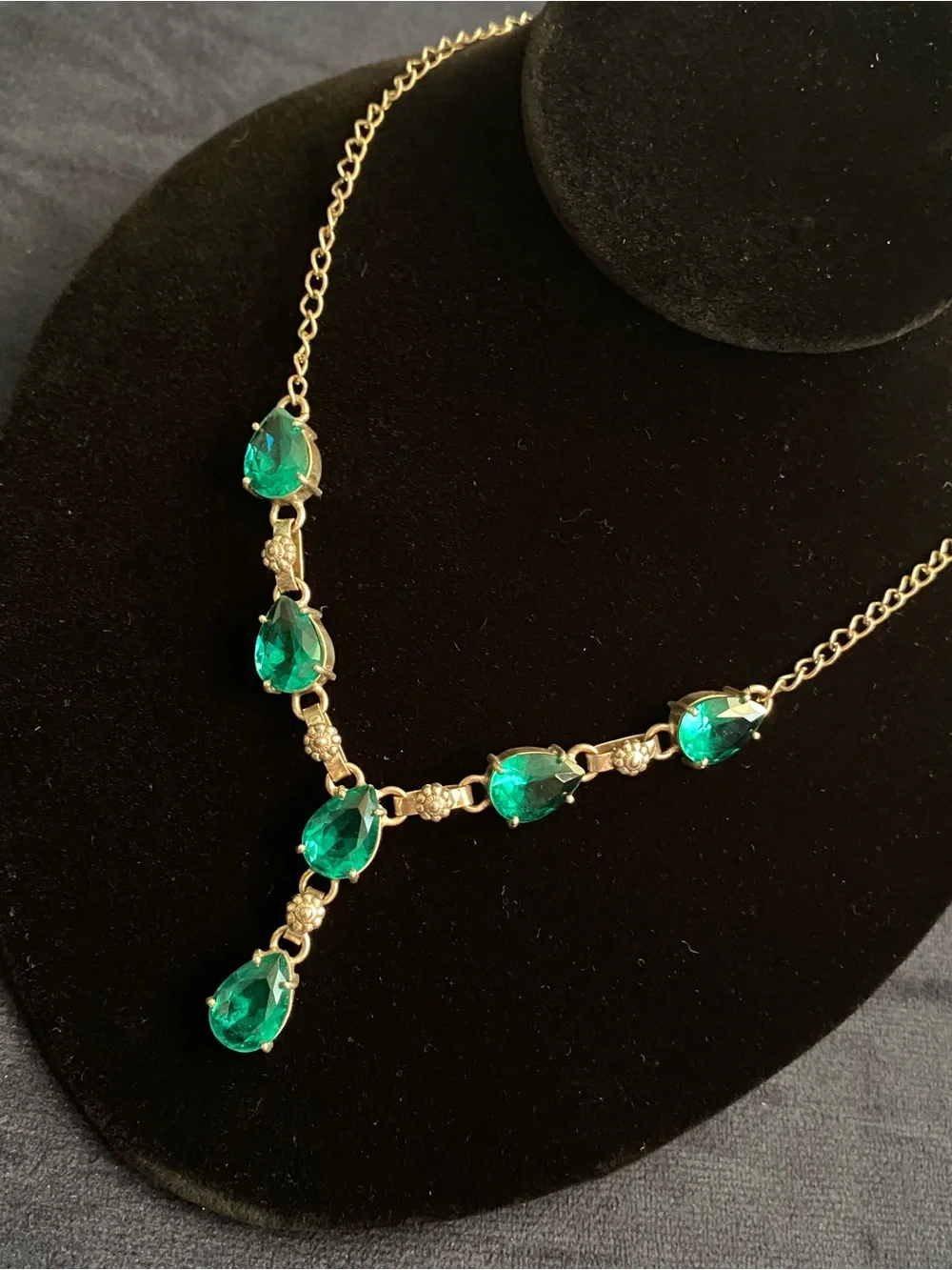 Sterling Silver Necklace Genuine Green Apatite Lariat Semi-Precious Vintage?